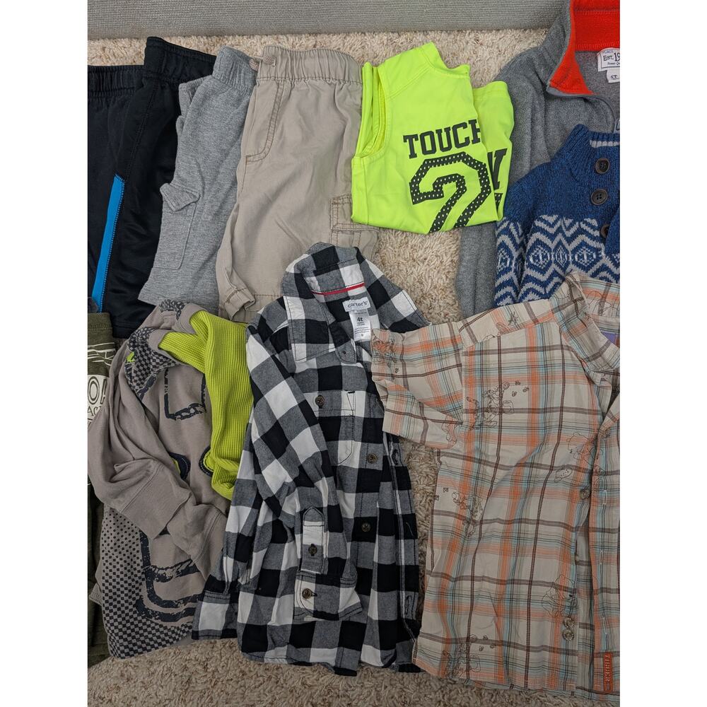Lot Of 14 Pieces Boys Clothing 4/4T Mixed Brands Pants Tops Shorts - Picture 3 of 4